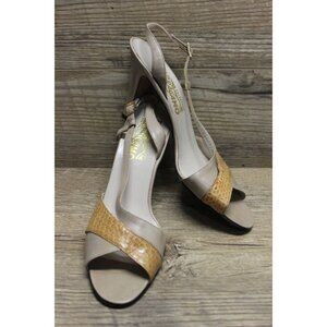 Salvatore Ferragamo women's vintage leather slingback open toe dance dress heels